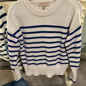 Philosophy Navy and White Striped Crew Neck Sweater